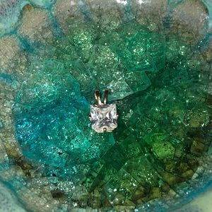 14 KT Solid Gold and 3 Carat Square Cut CZ Pendant